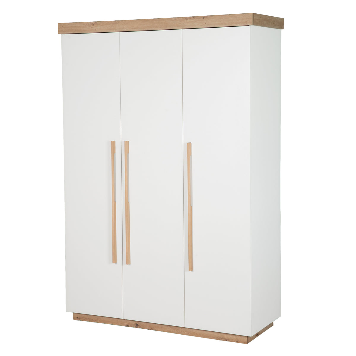 Armadio per bambini 'Lumo - 3ante - Soft-close funzione & maniglie in legno - Bianco / artisan rovere – Ritaglio (1/7)