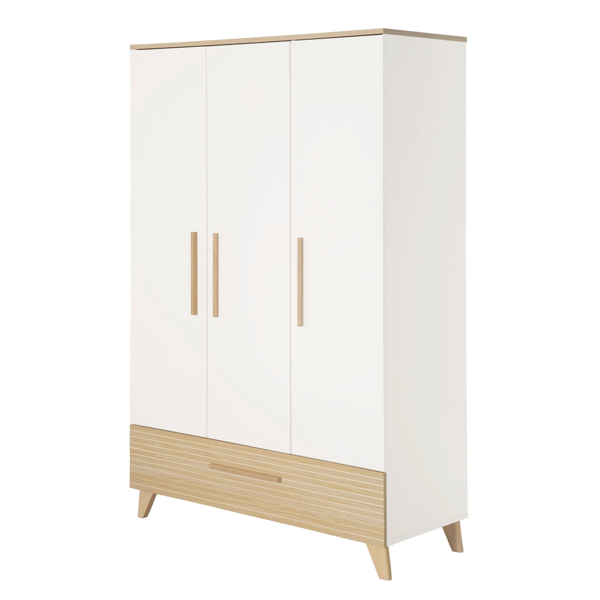 Armadio 'Theo' 3ante - Alta qualità scanalature - Bianco / rovere – Ritaglio (1/17)