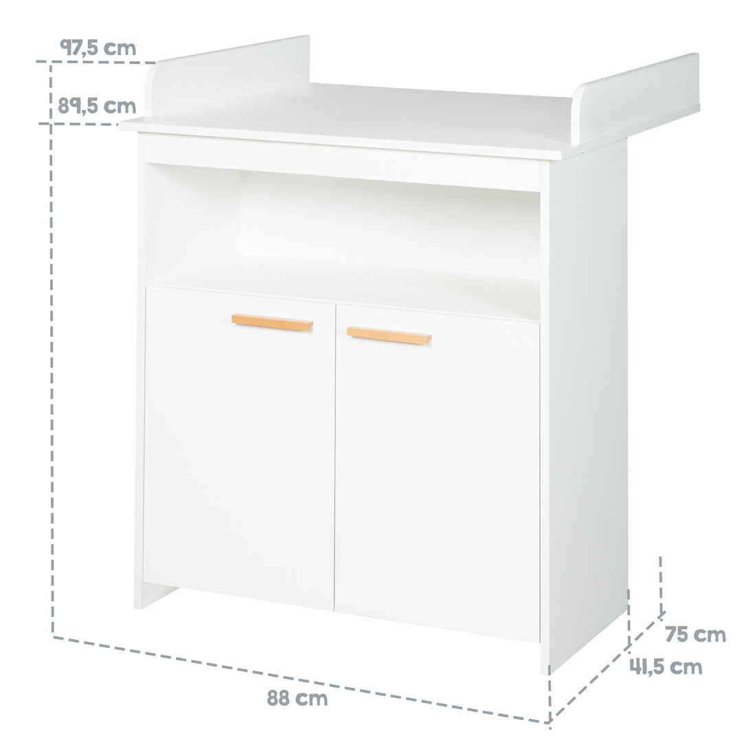 Set mobili 'Anton' incl. Neonato-/Letto per bambini 70 x 140 cm & cassettiera fasciatoio in bianco – Infografica (15/20)