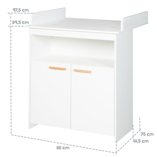 Set mobili 'Anton' incl. Neonato-/Letto per bambini 70 x 140 cm & cassettiera fasciatoio in bianco – Infografica (15/20)