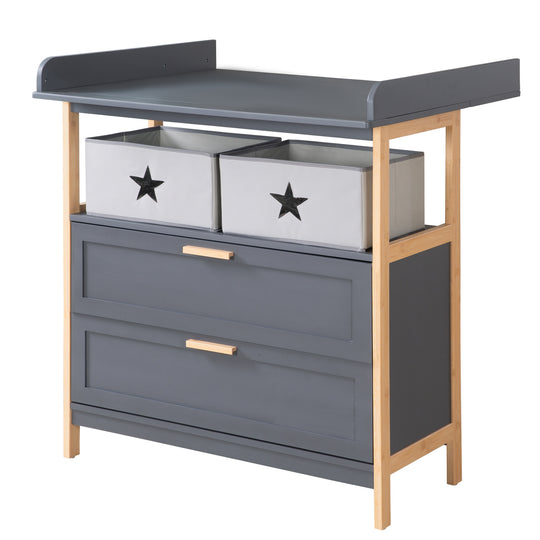 Changing Table 'Berlin' with 2 Drawers - Anthracite / Bamboo – Cutout (1/9)