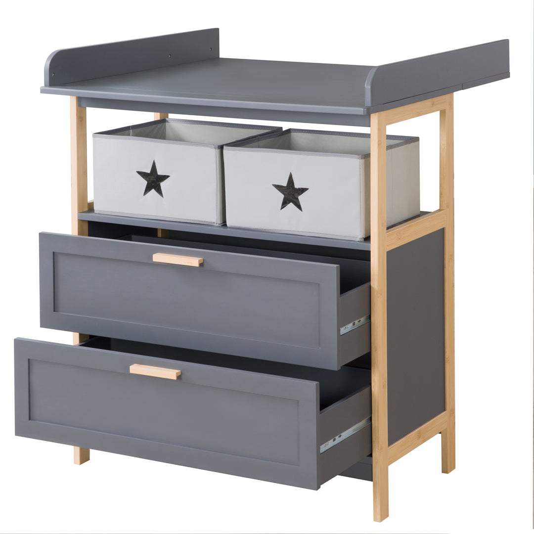 Changing Table 'Berlin' with 2 Drawers - Anthracite / Bamboo – Cutout (3/9)
