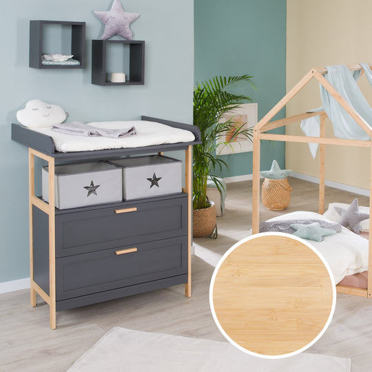 Changing Table 'Berlin' with 2 Drawers - Anthracite / Bamboo – Lifestyle Image (5/9)