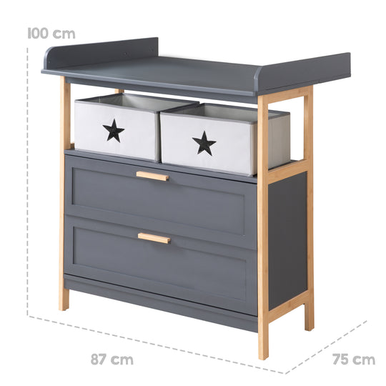 Changing Table 'Berlin' with 2 Drawers - Anthracite / Bamboo – Infographic (6/9)