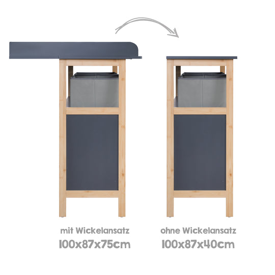 Changing Table 'Berlin' with 2 Drawers - Anthracite / Bamboo – Infographic (7/9)