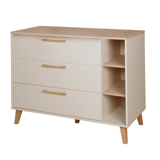 Wickelkommode 'Jil' mit Schubladen - Abnehmbarer Wickelaufsatz - Cashmere / Chestnut – Freisteller (9/13)