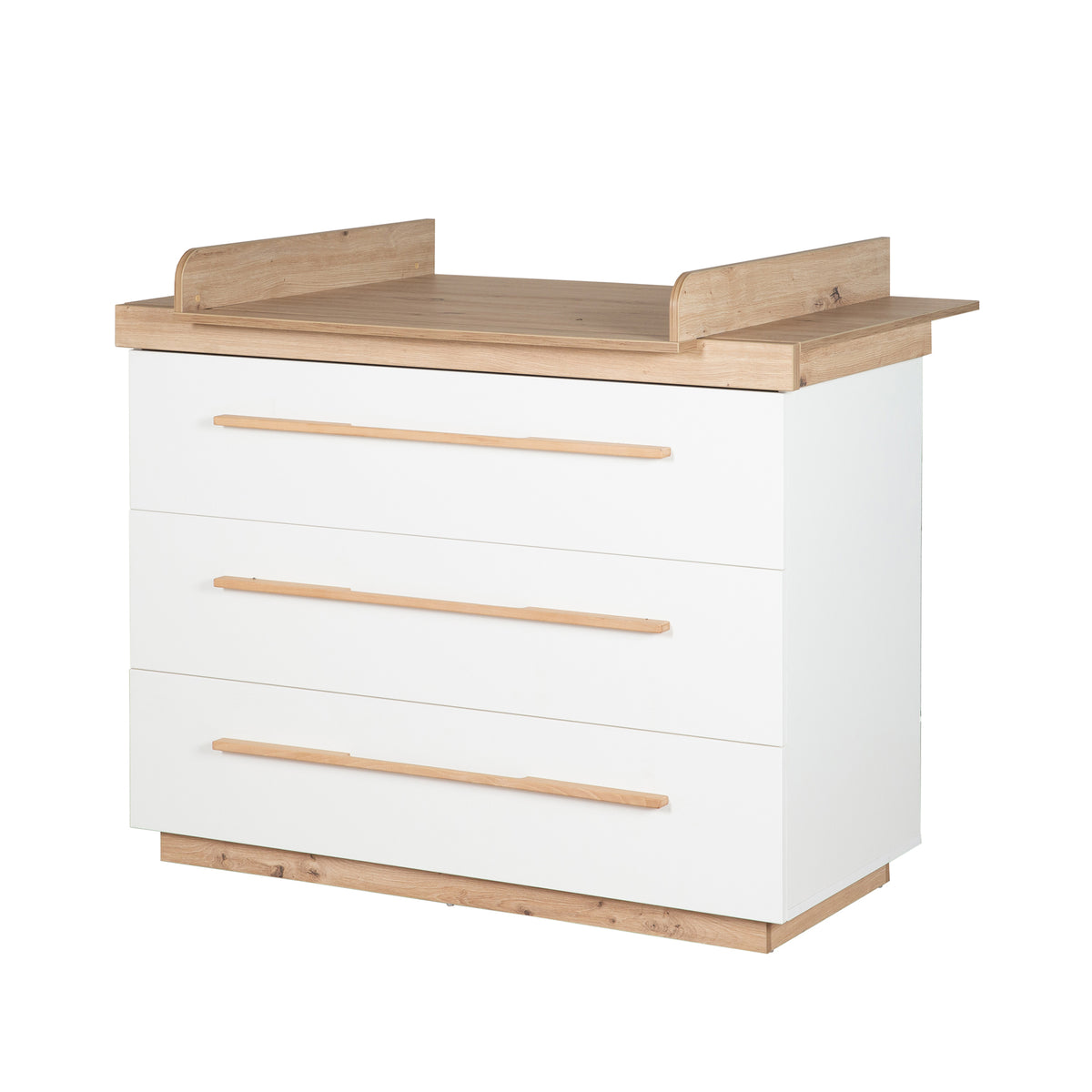 Cassettiera fasciatoio 'Lumo' con soft-close cassetti & estrazione totale - Bianco / artisan rovere – Ritaglio (1/11)