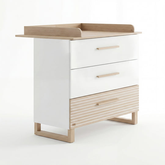 Changing Table 'Noah' with Drawers - Convertible - White / Tristan Oak – Cutout (13/13)