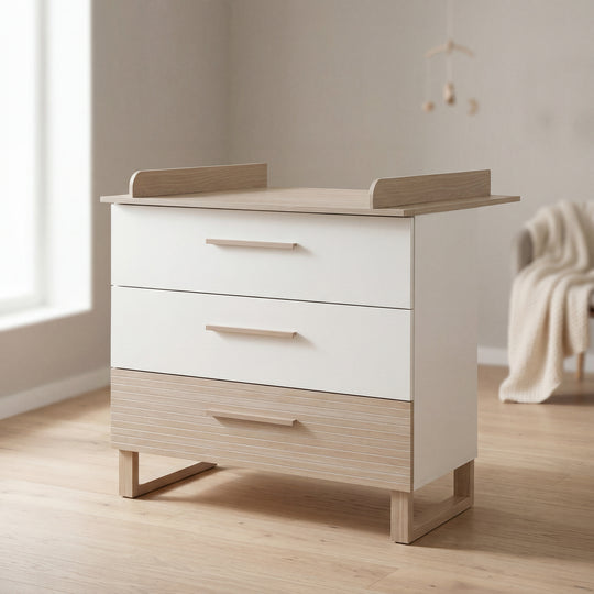 Changing Table 'Noah' with Drawers - Convertible - White / Tristan Oak – Lifestyle Image (2/13)