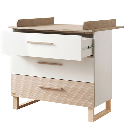 Changing Table 'Noah' with Drawers - Convertible - White / Tristan Oak – Cutout (3/13)
