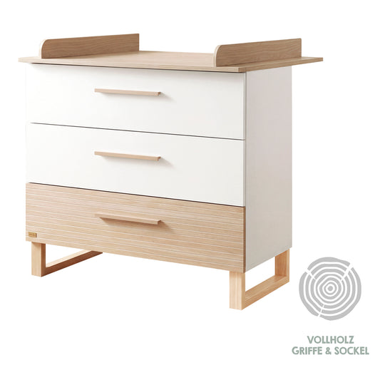 Changing Table 'Noah' with Drawers - Convertible - White / Tristan Oak – Infographic (5/13)