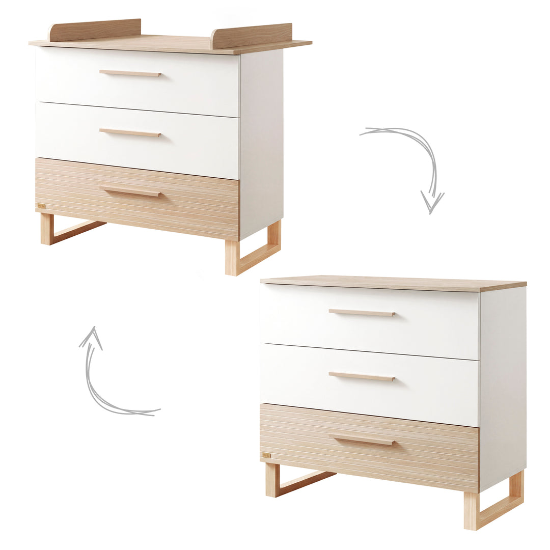 Changing Table 'Noah' with Drawers - Convertible - White / Tristan Oak – Infographic (6/13)