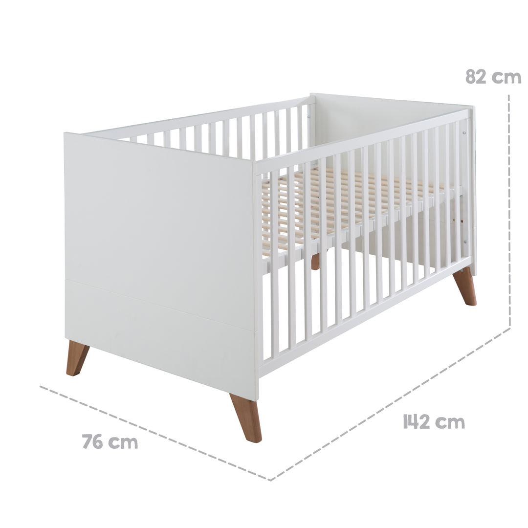Convertible Cot Bed 'Ole' 70 x 140 cm - Verstell-/ Convertible - Incl. 3 Drop-Down Slats – Infographic (6/10)