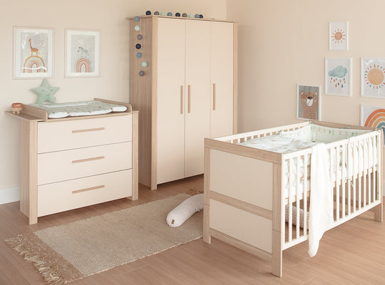 Convertible Cot Bed 'Momo' 70x140 - Grows with Your Child - Cashmere / Tristan Oak – Lifestyle Image (9/11)