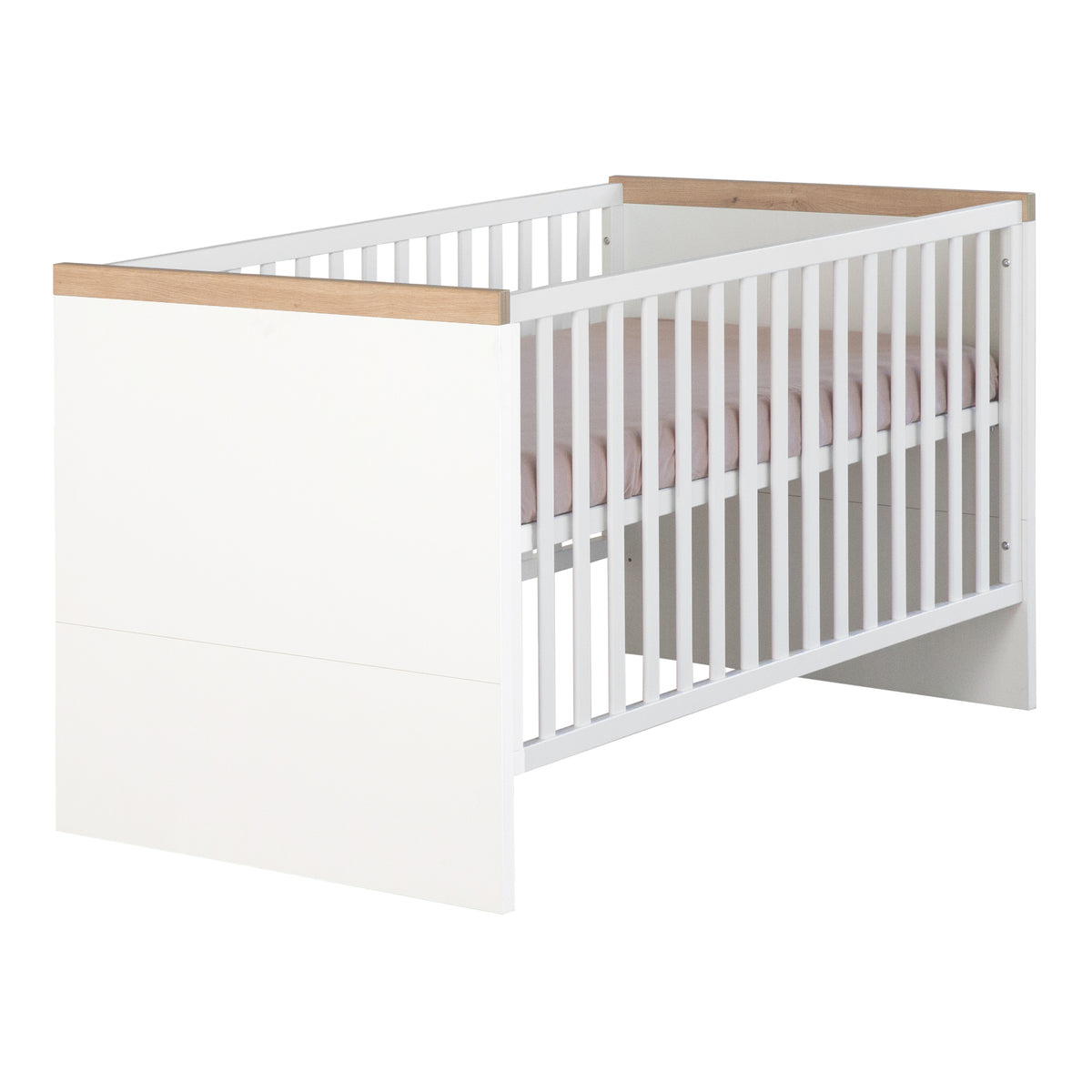 Lit enfant combiné 'Lumo' 70x140 cm - Réglable en hauteur - Blanc / artisan chêne – Détourage (1/10)