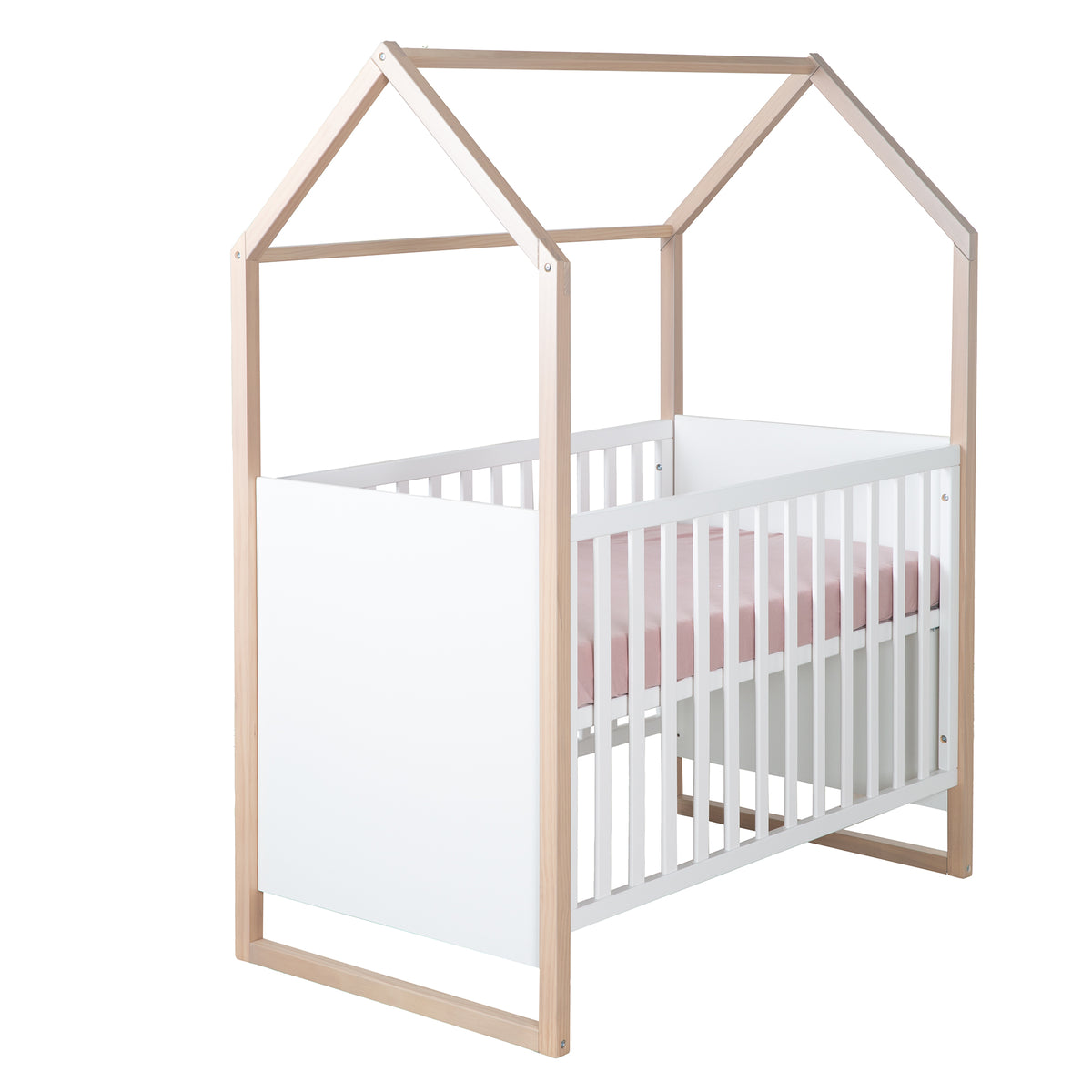 2in1 lit cododo cabane / noah - 60 x 120 cm - Bois naturel + blanc – Détourage (1/7)