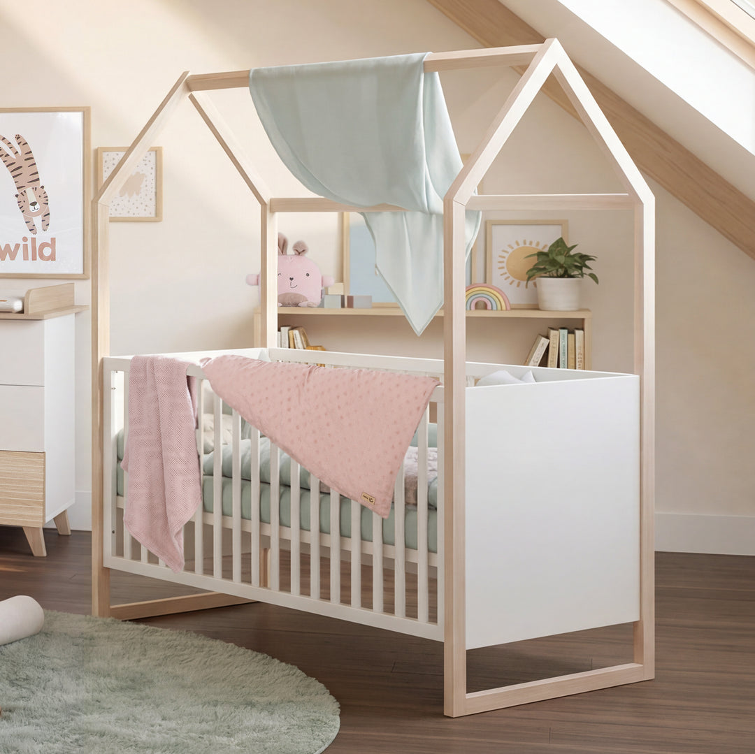 Cama casita 'Noah' 70x140cm - Que crece con el niño - Blanco / tristan roble – Foto ambientada (2/11)