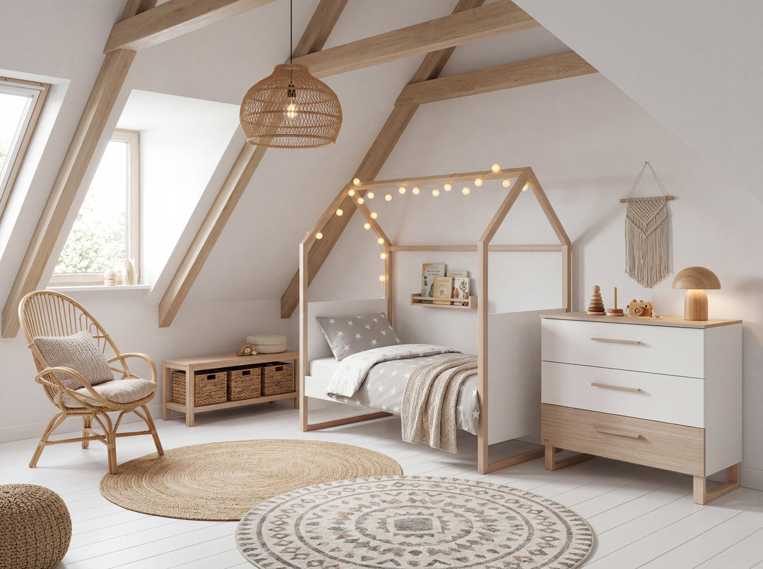 Cama casita 'Noah' 70x140cm - Que crece con el niño - Blanco / tristan roble – Foto ambientada (10/11)