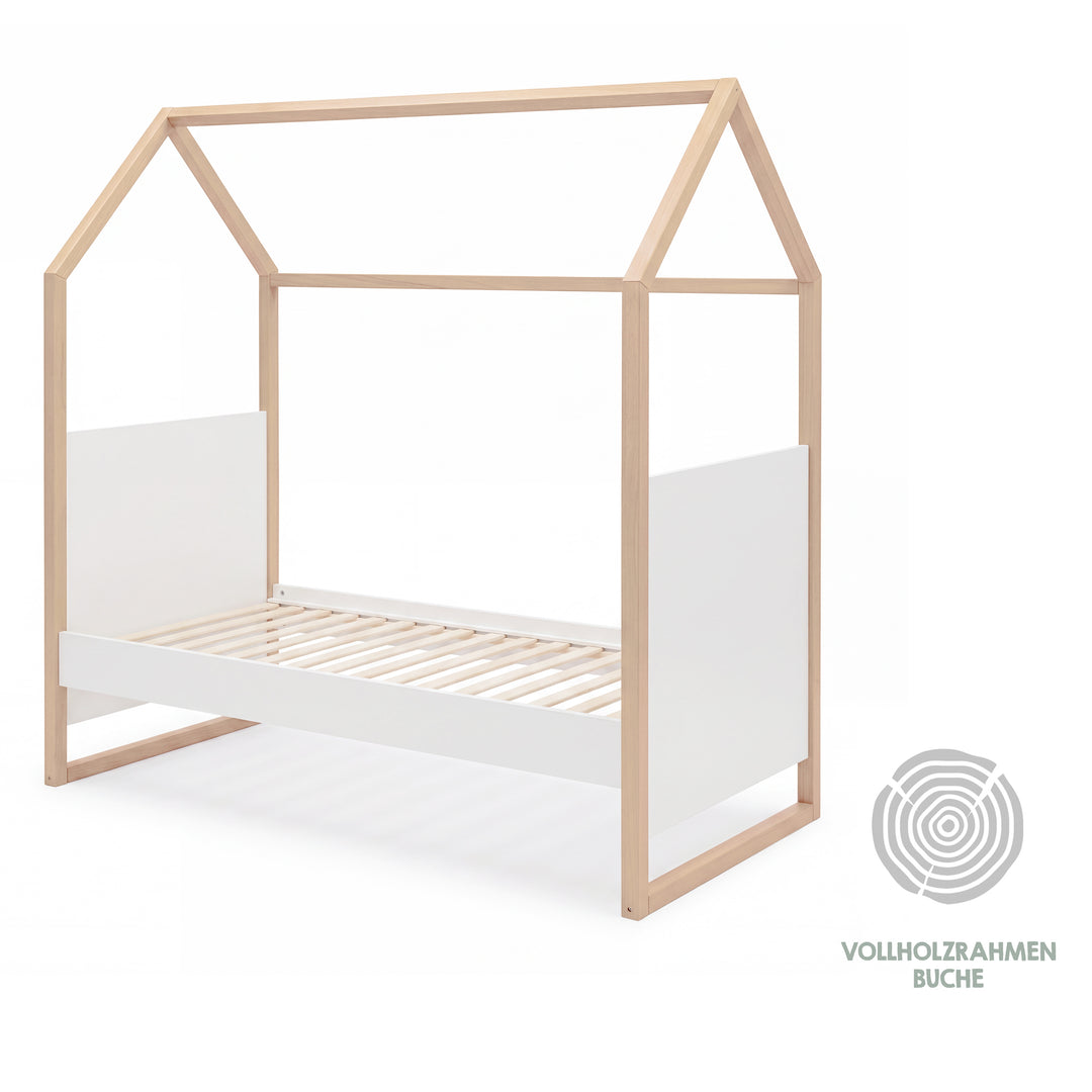 Cama casita 'Noah' 70x140cm - Que crece con el niño - Blanco / tristan roble – Infografía (11/11)