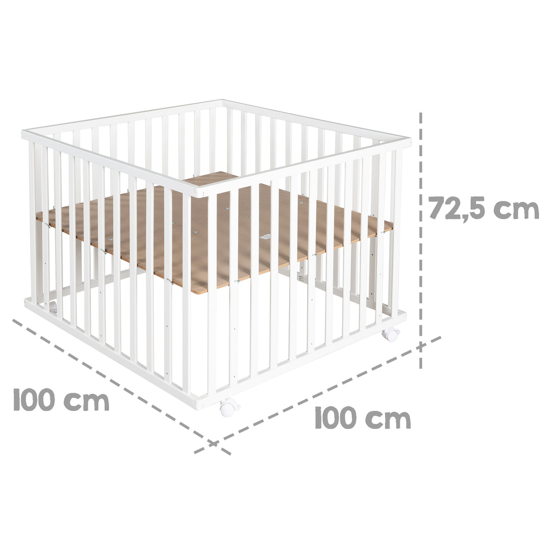 Parc 'Little Stars', 100 x 100 cm, sûr parc incl. protection intérieure & roulettes, blanc – Infographie (7/8)