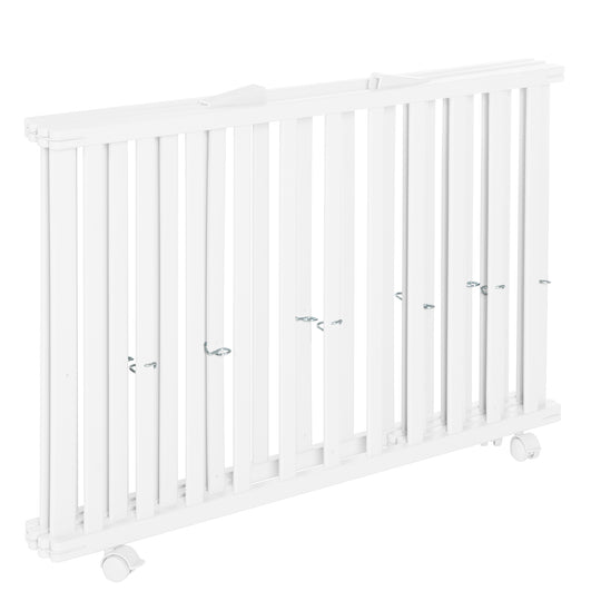 Folding Playpen 75x100 White + Insert Little Stars - Height-Adjustable - Including Castors – Cutout (3/12)