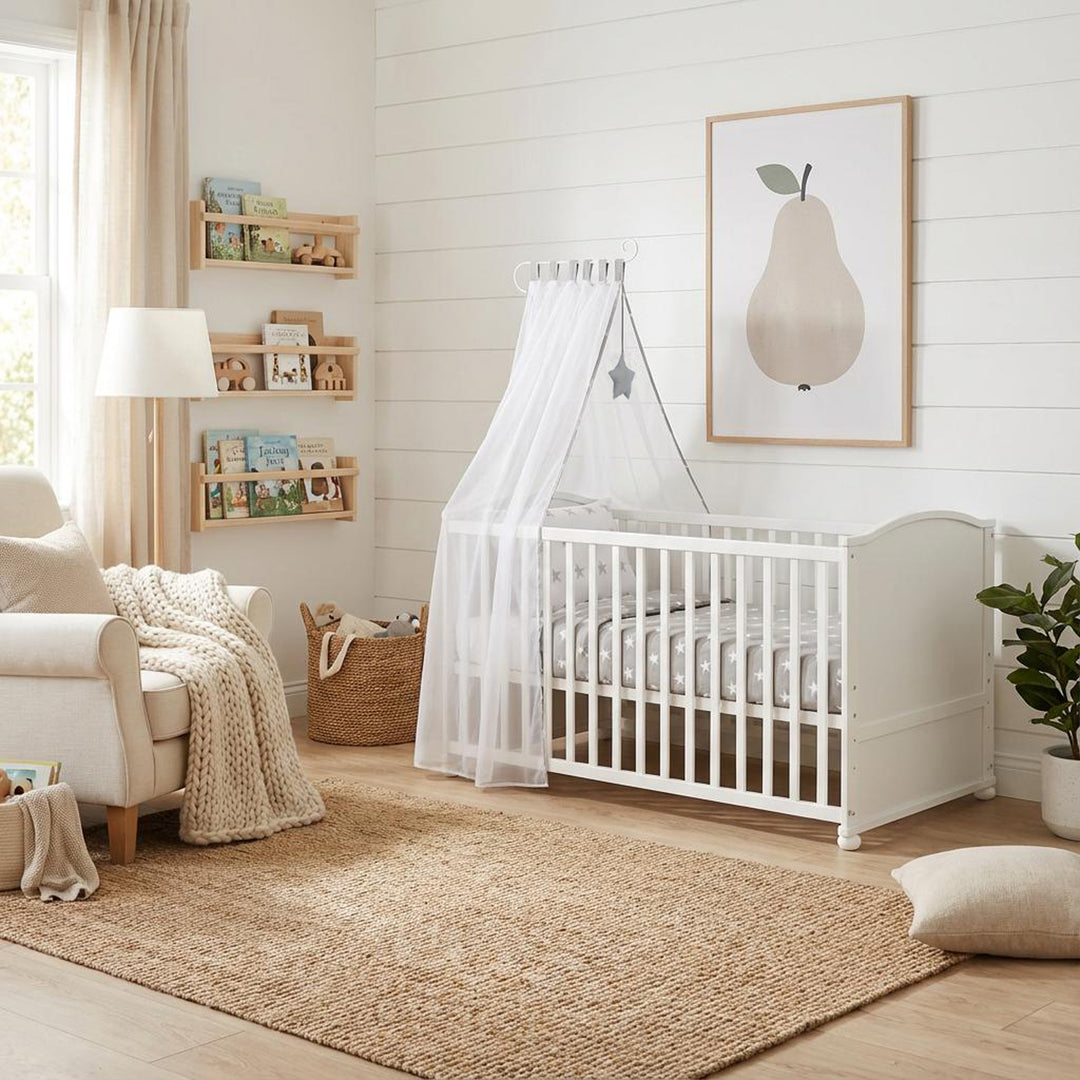Complete Bed Set 'Little Stars', 70 x 140 cm, Convertible, incl. Bedding, Canopy, Nest Bumper & Mattress – Infographic (2/22)