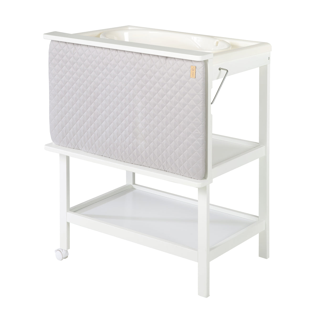 Bath-And-Change Combo 'Baby Pool' White incl. Swivelling Changing Pad 'roba Style grey' with 2 Castors – Cutout (1/17)