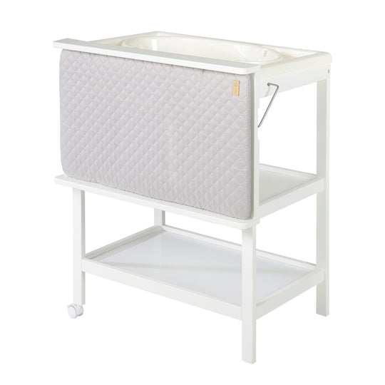 Combinato bagno-fasciatoio 'Neonato Pool' bianco incl. girevole materassino fasciatoio 'roba Style grigio' con 2 rotelle – Ritaglio (1/17)