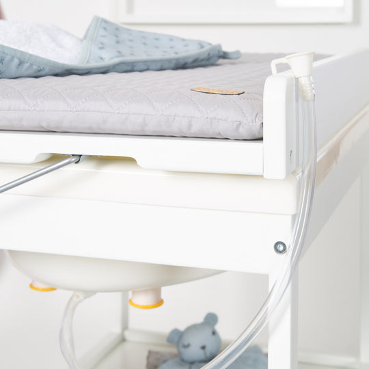 Combinato bagno-fasciatoio 'Neonato Pool' bianco incl. girevole materassino fasciatoio 'roba Style grigio' con 2 rotelle – Foto di dettaglio (7/17)