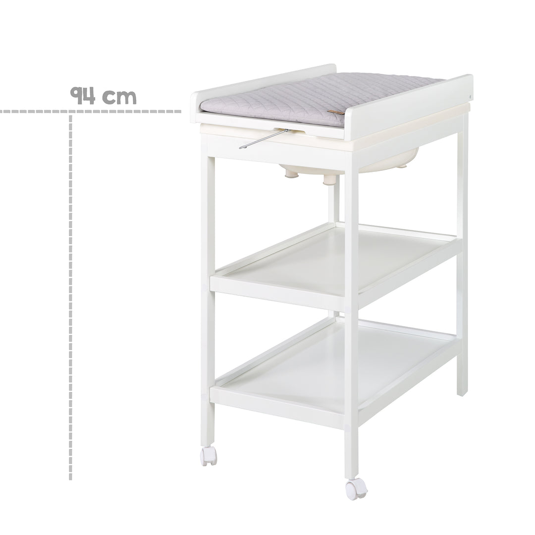 Combinato bagno-fasciatoio 'Neonato Pool' bianco incl. girevole materassino fasciatoio 'roba Style grigio' con 2 rotelle – Infografica (10/17)