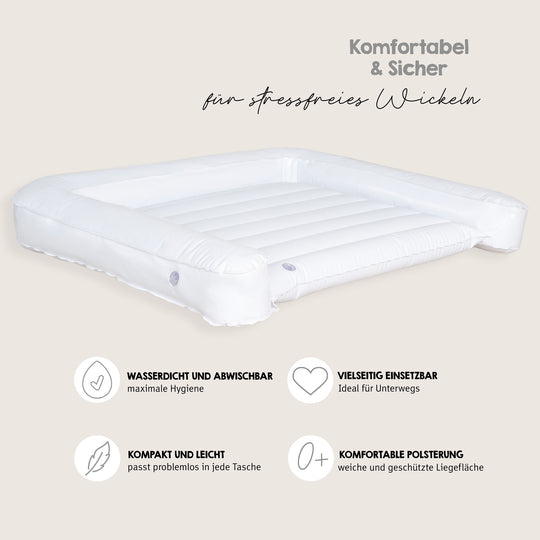 Wickelauflage aufblasbar 85 x 75 cm - Wasserfeste & pflegeleichte Unterlage - Weiß – Infografik (5/8)