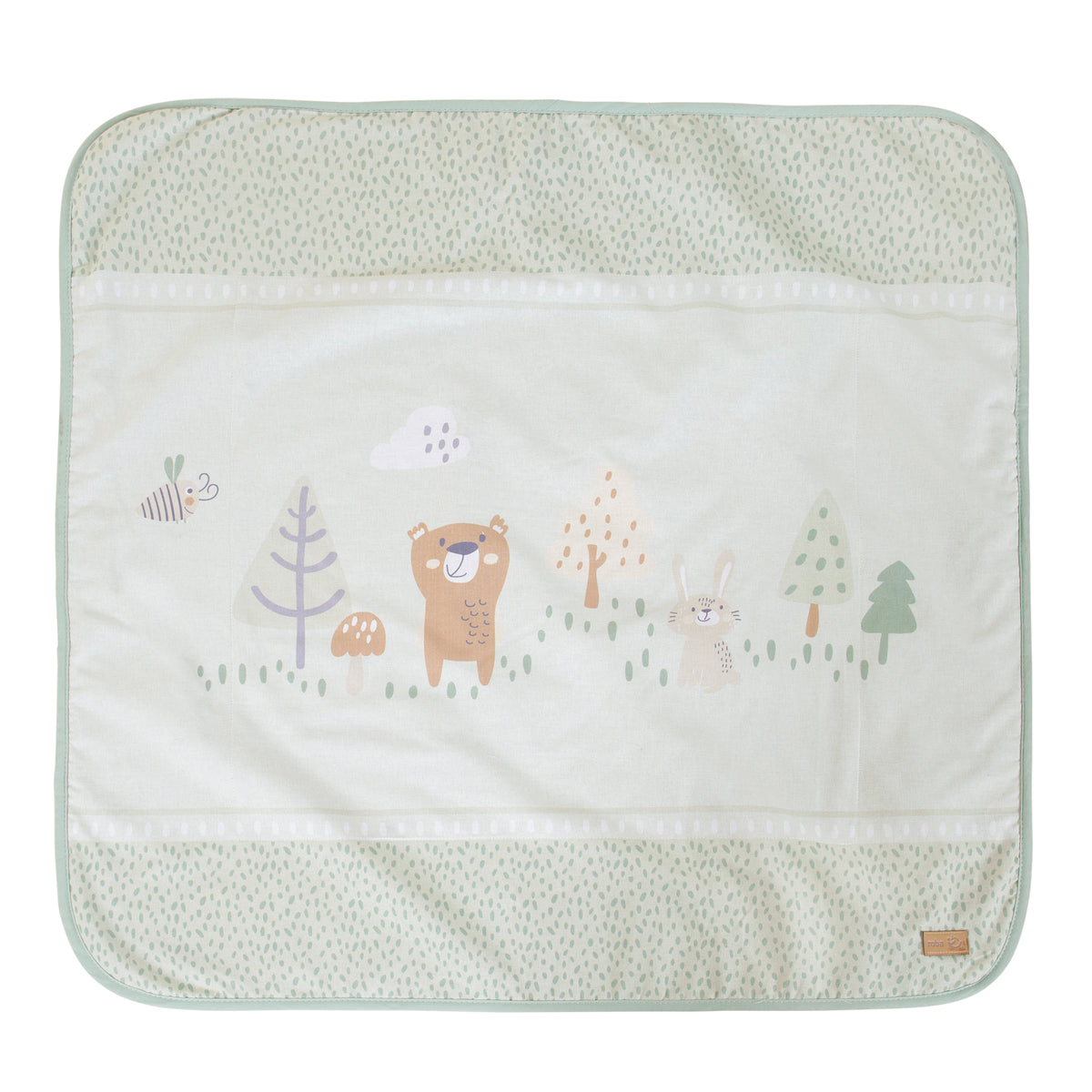 Couverture bébé 'Woodland Buddies' 80 x 80 cm - Couverture 2 faces - Vert pastel & gris argenté – Détourage (1/8)