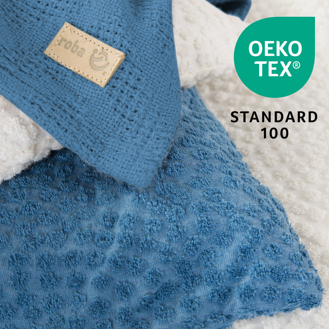 Manta para bebé 80 x 80 cm 'Seashells Índigo' - GOTS & Oeko-Tex Certificado - Azul – Infografía (5/8)
