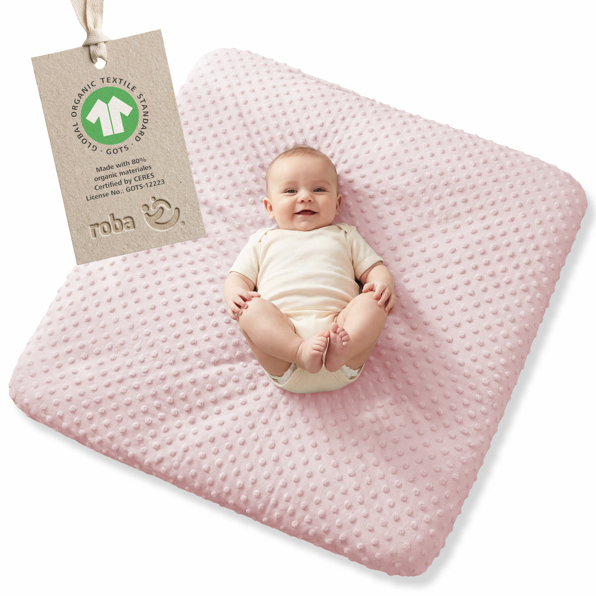 Organic Spannbezug für Wickelauflagen 'Lil Planet' aus Bio-Jersey - GOTS - 85 x 75 cm - Rosa / Mauve – Infografik (1/15)
