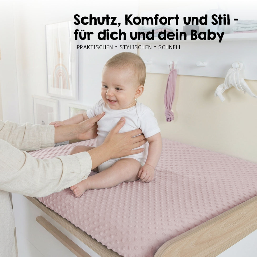 Organic Spannbezug für Wickelauflagen 'Lil Planet' aus Bio-Jersey - GOTS - 85 x 75 cm - Rosa / Mauve – Infografik (13/15)