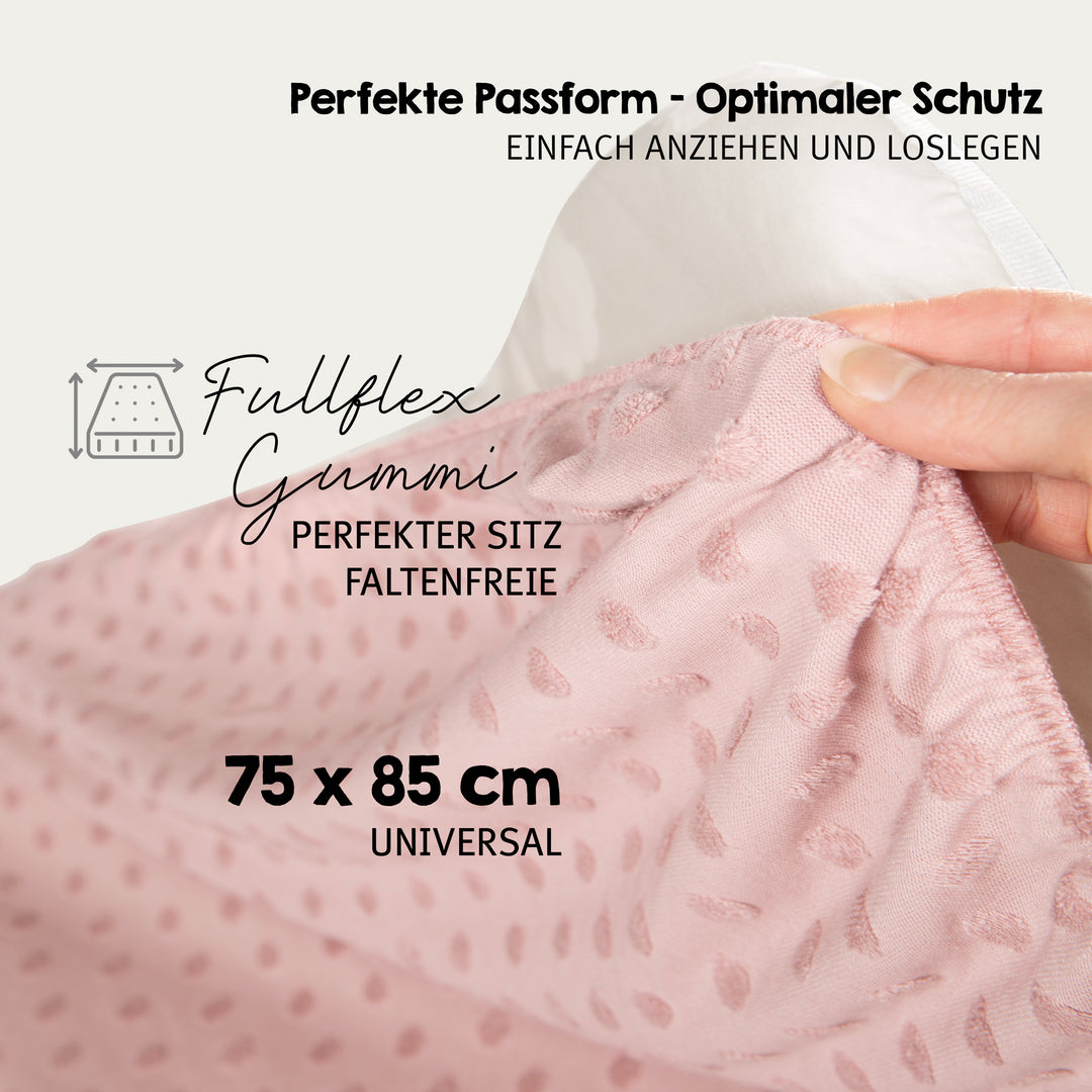 Organic Spannbezug für Wickelauflagen 'Lil Planet' aus Bio-Jersey - GOTS - 85 x 75 cm - Rosa / Mauve – Infografik (14/15)