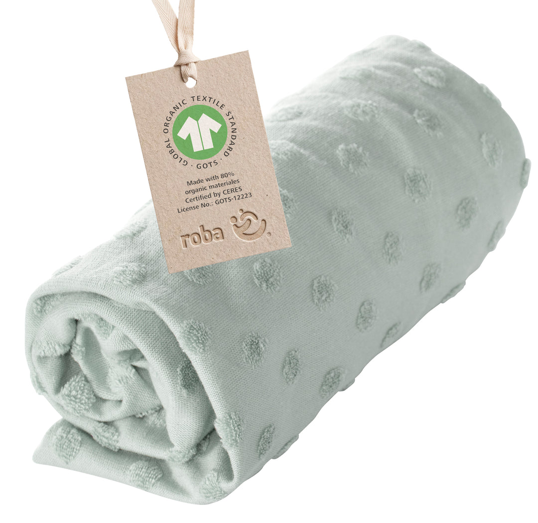 Organic Fitted Cover for Changing Pads 'Lil Planet' Made of Organic Jersey - GOTS - 85 x 75 cm - Frosty Green – Infographic (9/16)