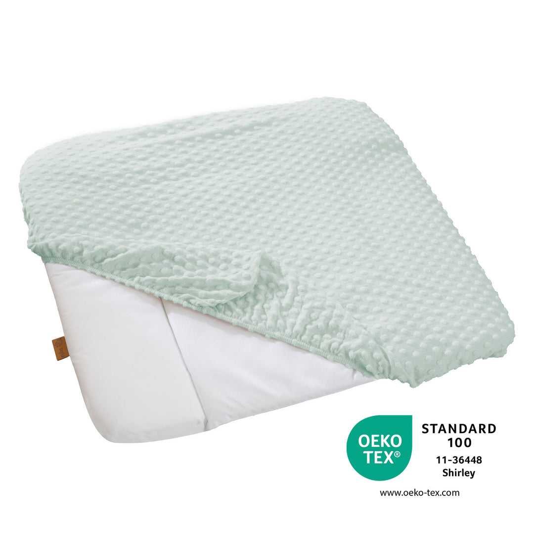 Organic Fitted Cover for Changing Pads 'Lil Planet' Made of Organic Jersey - GOTS - 85 x 75 cm - Frosty Green – Infographic (10/16)