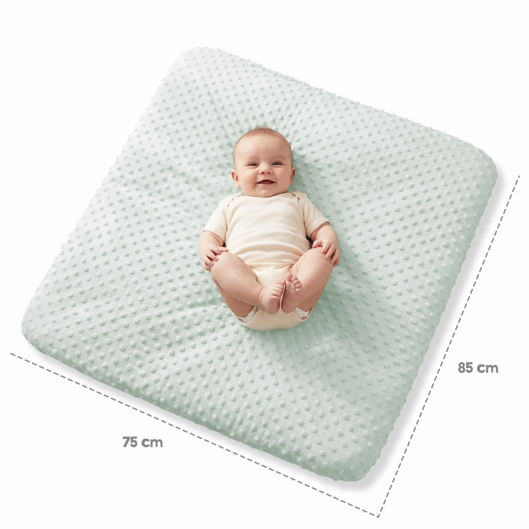 Organic Fitted Cover for Changing Pads 'Lil Planet' Made of Organic Jersey - GOTS - 85 x 75 cm - Frosty Green – Infographic (6/16)