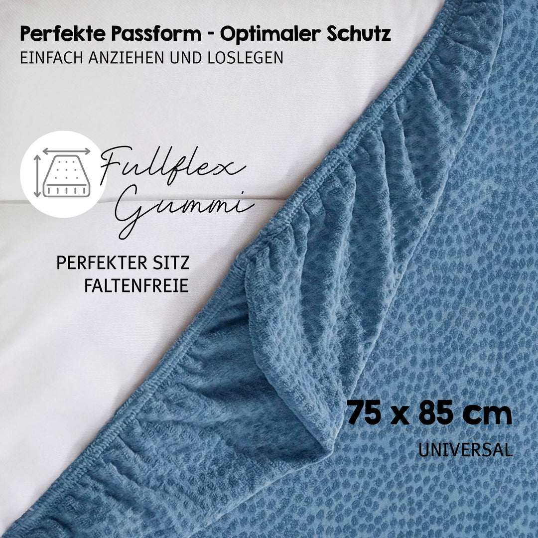 Organic Spannbezug für Wickelauflagen 75x85 cm 'Seashells Indigo' - Blau – Infografik (7/12)