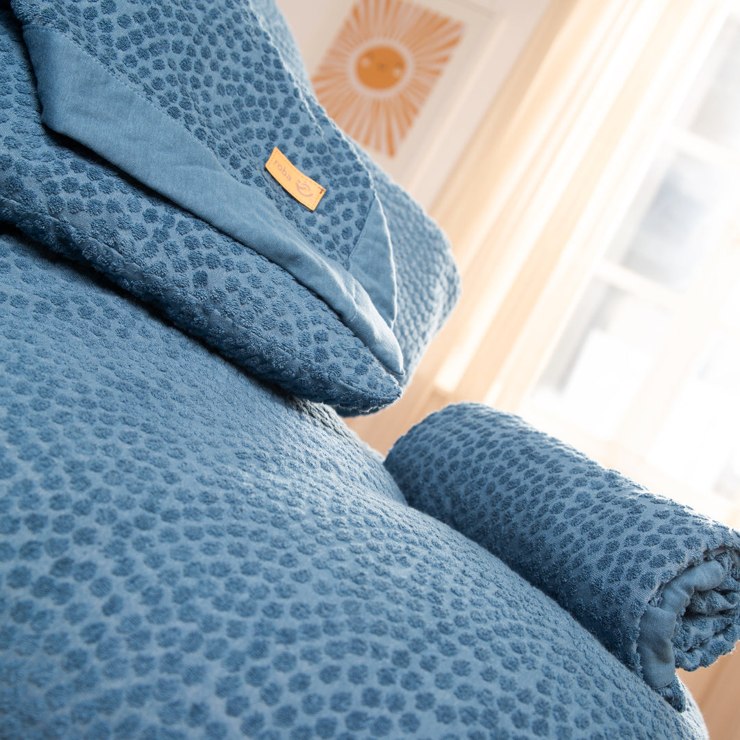 Cradle Bedding 80 x 80 cm 'Seashells Indigo' - GOTS & Oeko Tex Certified - Blue – Detail Image (5/7)