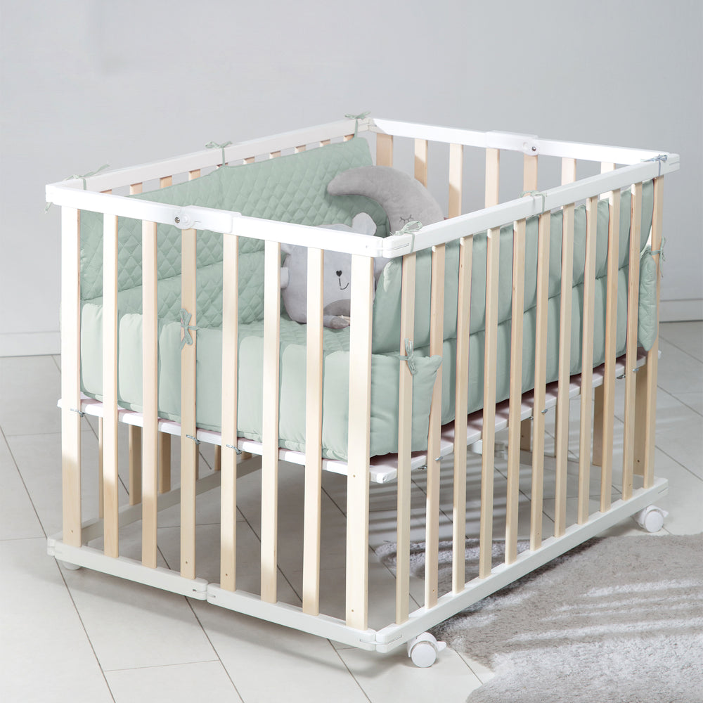 Playpen Mat 'roba Style' for Playpen 75 x 100 to 100 x 100 cm - Frosty Green – Lifestyle Image (2/6)
