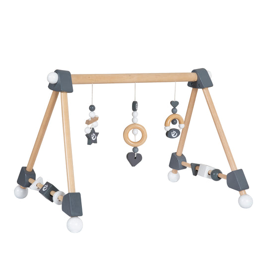 Play Trapeze Bar & Activity Centre with Play & Grasping Elements - Pendant Made of Wood - Natural / Anthracite – Cutout (1/4)