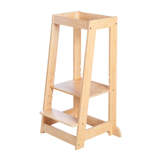 Torre de aprendizaje de madera de bambú - Taburete escalón para niños - Certificado FSC - Hasta 80 kg resistente a carga – Recorte (1/8)