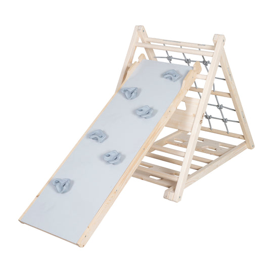 Tobogán de madera - Accesorios para triángulo de escalada & torre de juegos - Natural / gris – Recorte (12/15)