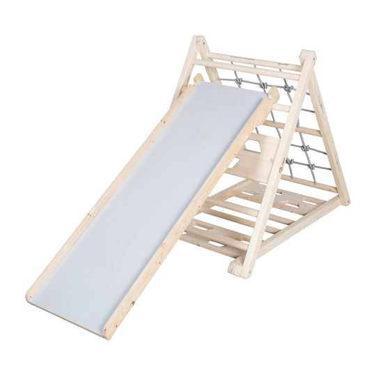 Tobogán de madera - Accesorios para triángulo de escalada & torre de juegos - Natural / gris – Recorte (13/15)