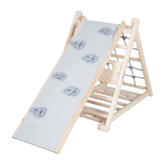 Tobogán de madera - Accesorios para triángulo de escalada & torre de juegos - Natural / gris – Recorte (15/15)