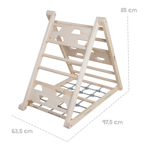 Triangolo di arrampicata in legno - Funzione a 3 lati - Naturale / grigio – Infografica (18/18)