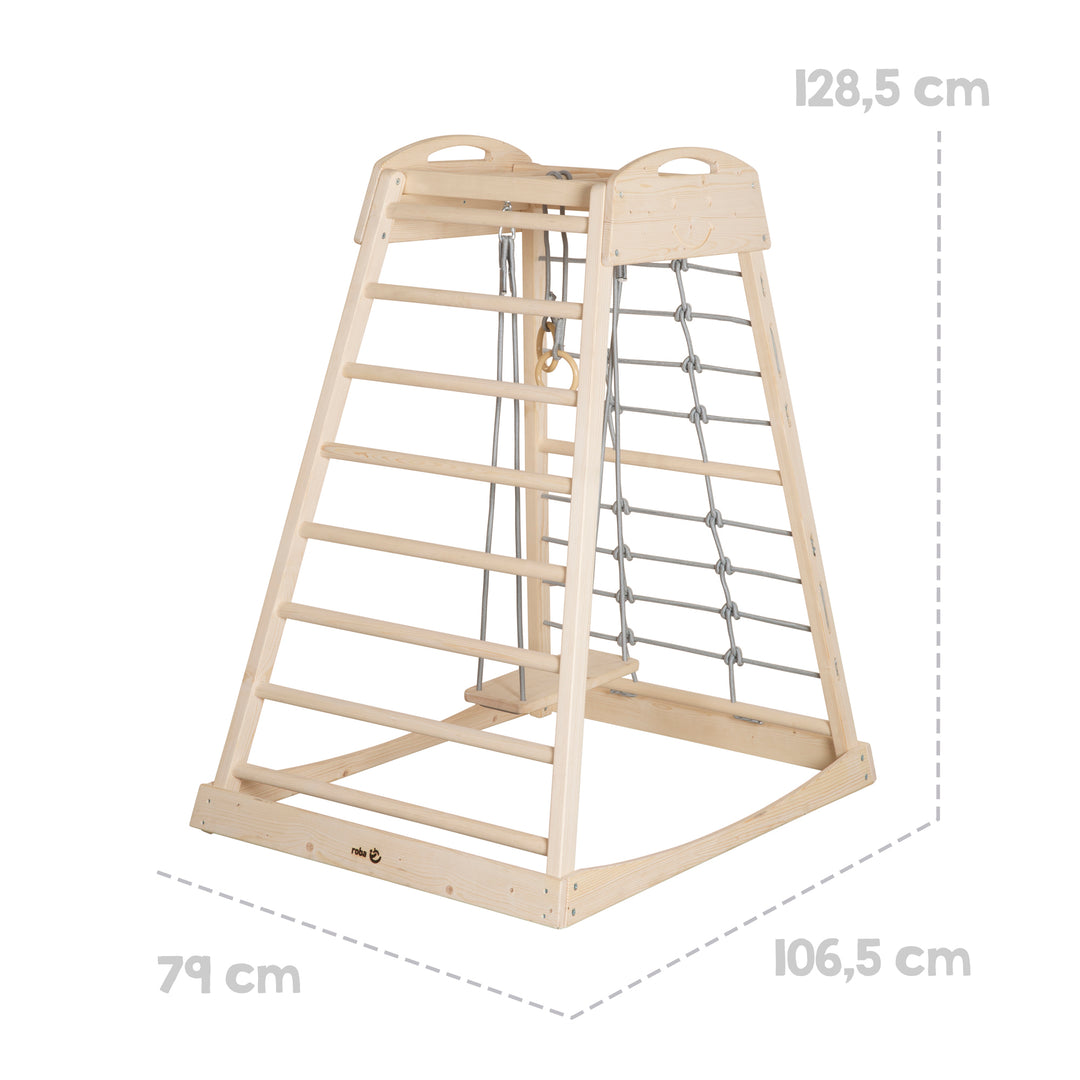 Set Indoor Spielturm inkl. komplettem Zubehör - Holz natur / Grau – Infografik (12/13)