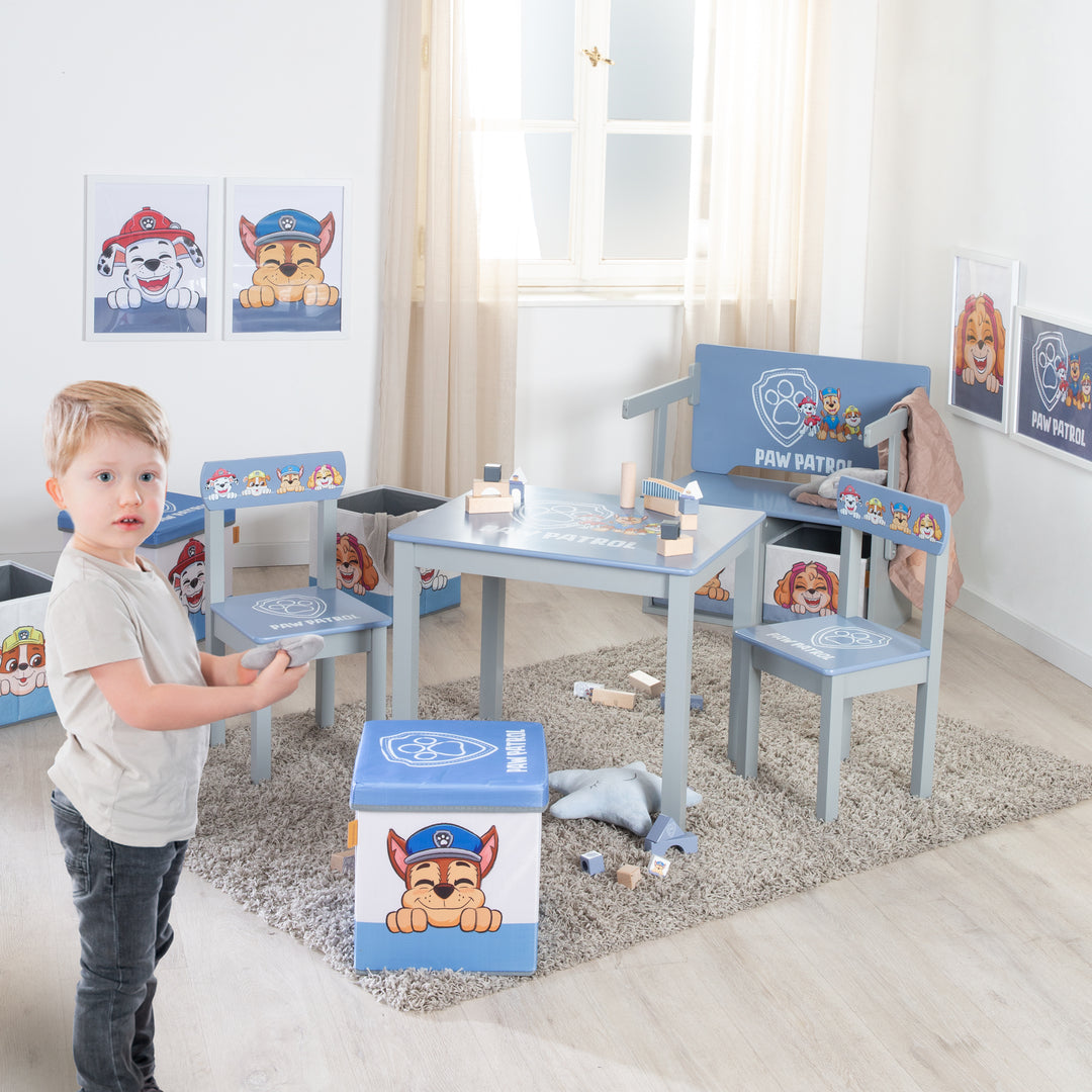 Set de mesa y sillas infantil 'Paw Patrol' - 2 Sillas infantiles & mesa para niños - Azul / gris – Foto ambientada (5/13)